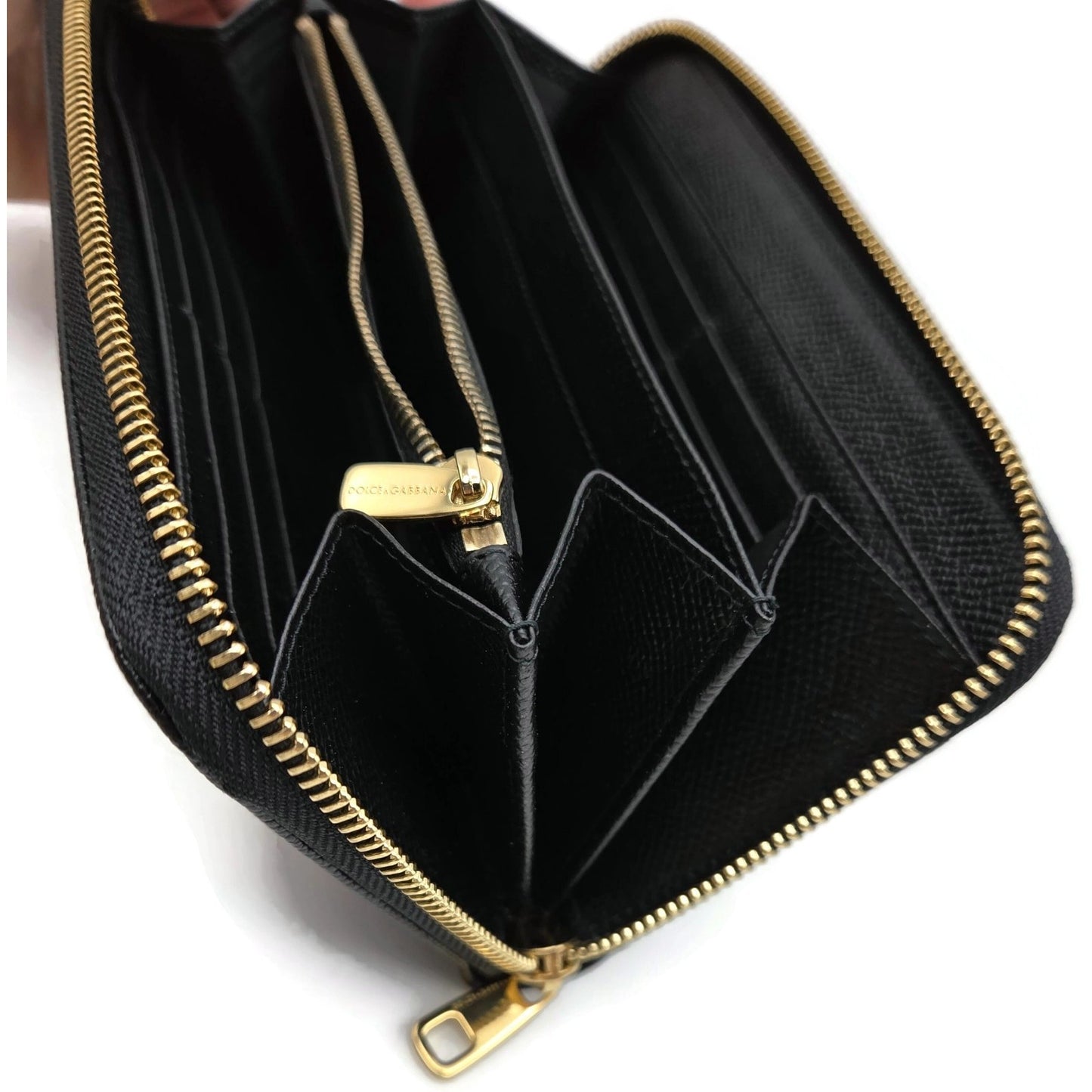 Dolce & Gabbana Black Leather Gold Zip Around Wallet Nutcracker King Stars Royal