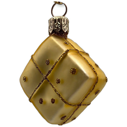 Patricia Breen Beribboned Present Gold Polka Dots Gift Christmas Tree Ornament