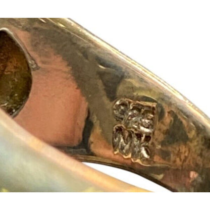 Ring Filigree Turquoise Gemstone Oval Cabochon NK 925 Sterling Silver Size 7.75