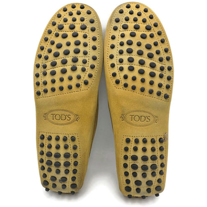 Tods Gommino Suede Driving Moccasins Loafers Gold Shoes Womens Size 39.5