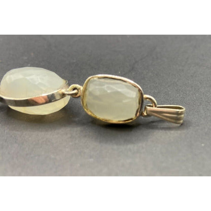 White Moonstone Dangle Pendant Faceted Gemstone Crystal Bezel Sterling Silver