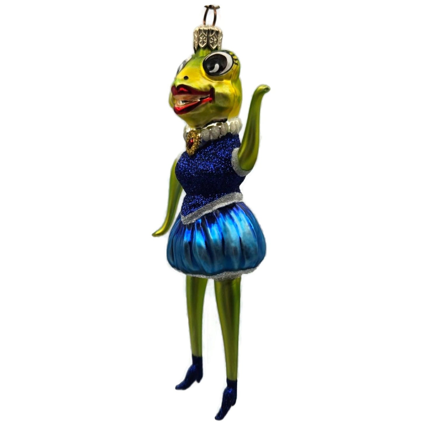 Slavic Treasures Mrs. Happy Hoppy Frog Frolic Halloween Christmas Ornament