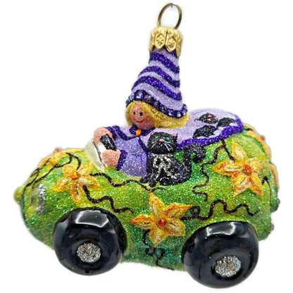 Patricia Breen Witch Way Green Lavender Hat Halloween Christmas Tree Ornament NM