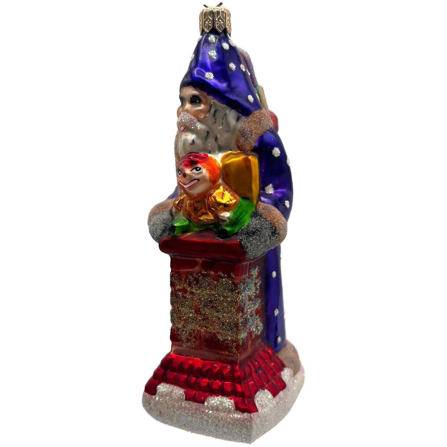 Christopher Radko Chimney Sweets Santa Snow Glass Christmas Ornament 98-186-0