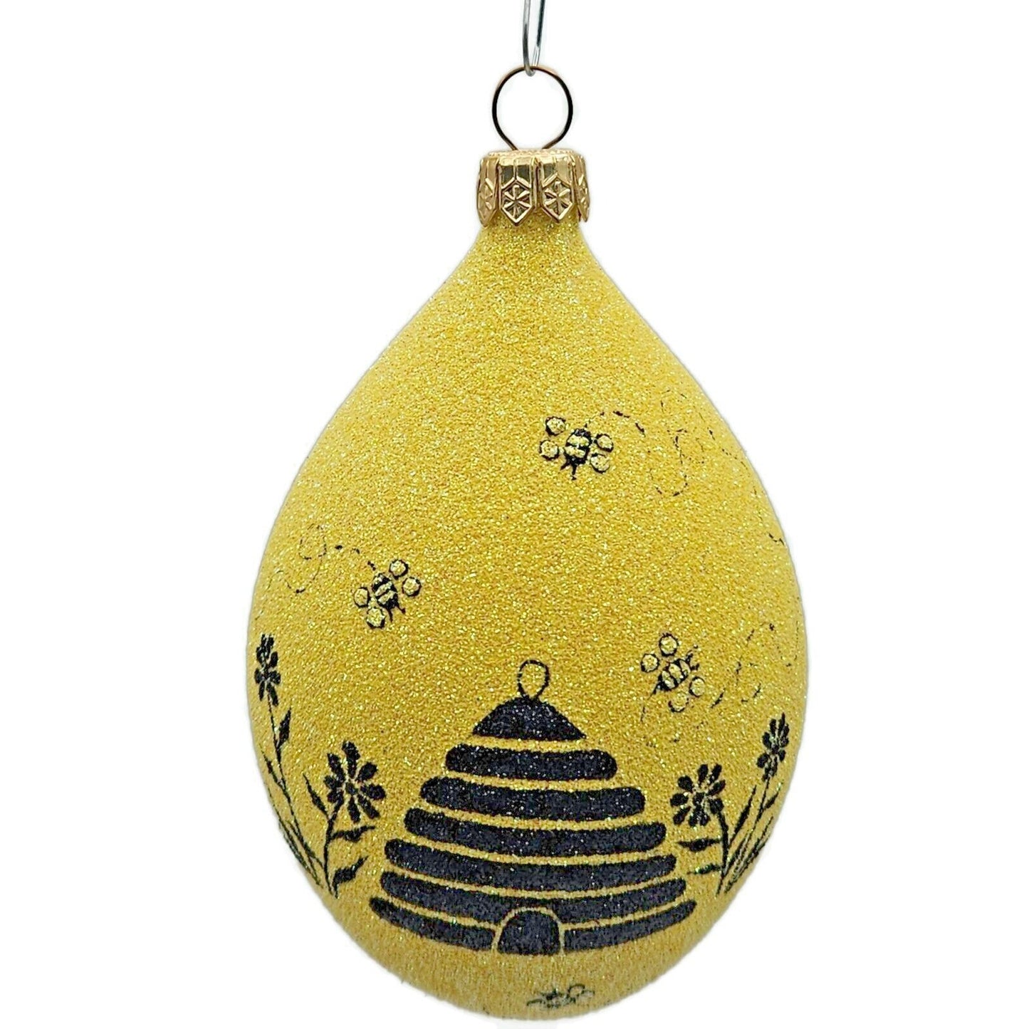 Patricia Breen Silhouette Egg Beeskep Bees Flower Yellow Easter Holiday Ornament