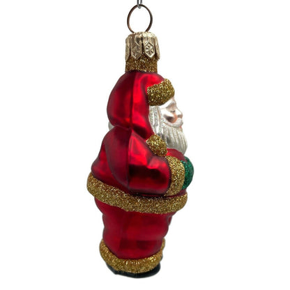 Patricia Breen Miniature Ho Ho Ho Red Gold Santa Claus Christmas Tree Ornament