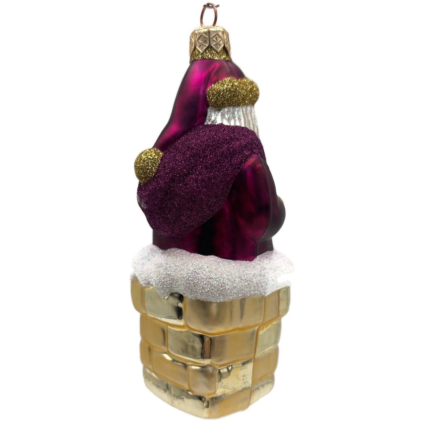 Patricia Breen Here Comes Santa Claus Fuchsia Gold Christmas Tree Ornament