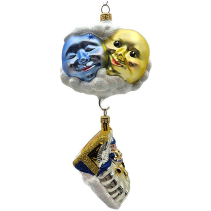 Patricia Breen Sweet Dreams Pearl Bed Gold Trim Moon Sun Christmas Tree Ornament