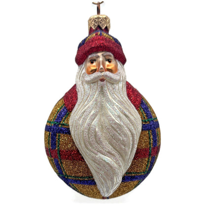 Patricia Breen Santa Du Monde Plaid Red Gold Christmas Tree Ornament CATZ