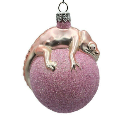 Patricia Breen Chameleon Pink Orb Glittered Christmas Holiday Tree Ornament