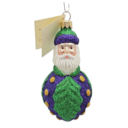 Patricia Breen Hollyberry Santa Claus Purple Green Christmas Tree Ornament