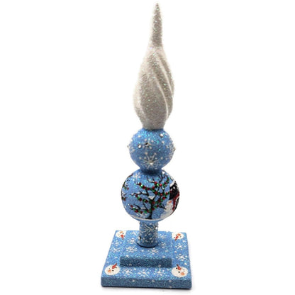 Patricia Breen Ultra Miniature Finial Red Barn Snowman Christmas Ornament HCB