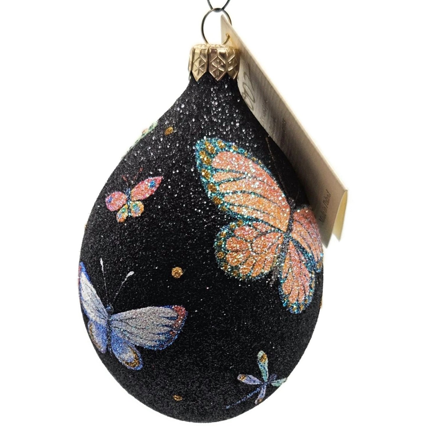 Patricia Breen Butterfly Black Egg Floral Dragonfly Spring Christmas Ornament