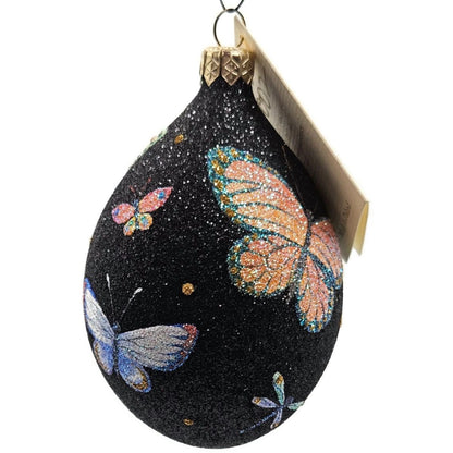 Patricia Breen Butterfly Black Egg Floral Dragonfly Spring Christmas Ornament