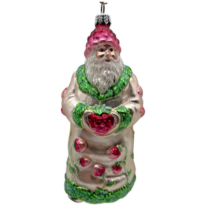 Patricia Breen Raspberry Santa Spring Fruit Green Pink Christmas Ornament NM