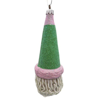 Patricia Breen Wink of His Eye Pink Green Santa Claus Head Christmas Ornament