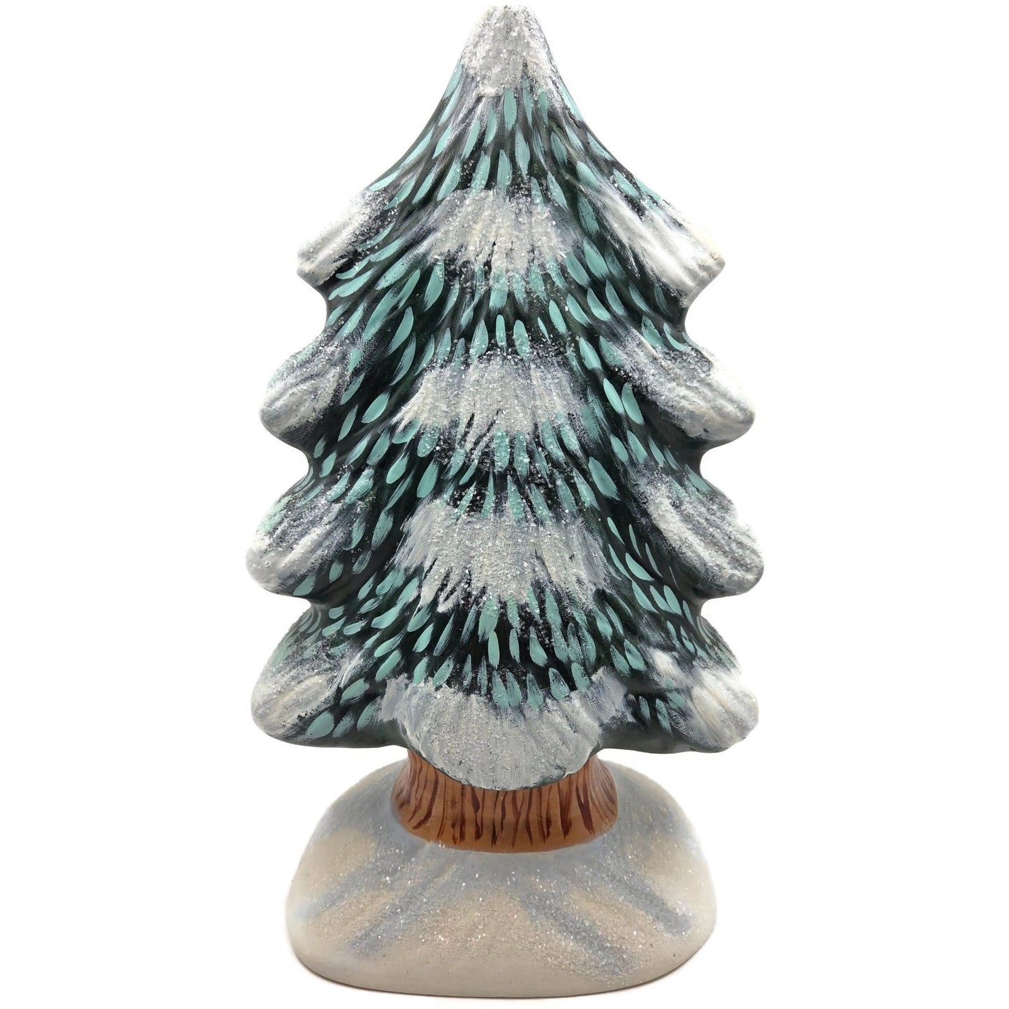 Vaillancourt Folk Art Large Tree Chalkware Forest Snow Christmas Tree Figurine