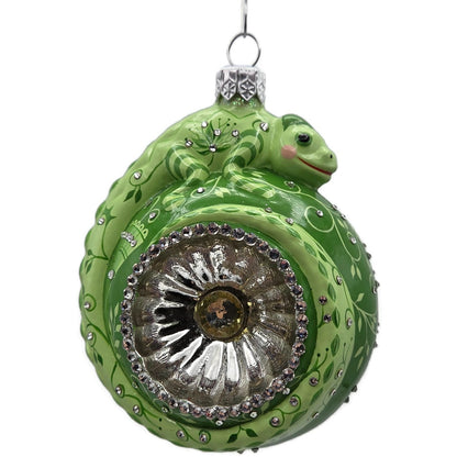 Patricia Breen Happy Holidays Hamish Verdant Green Chameleon Christmas Ornament