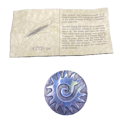 CII Ernesto Rodriguez Ocampo Stylized Sun Brooch Pendant 925 Sterling Silver