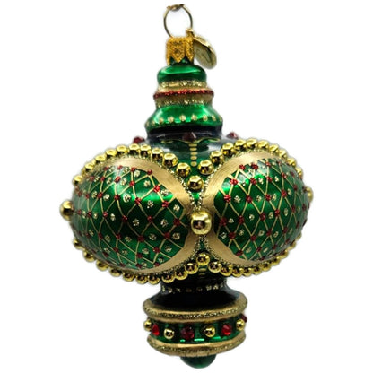 Glitter Lab Jeweled Green Gold Christmas Tree Ornament Onion Dome Drop