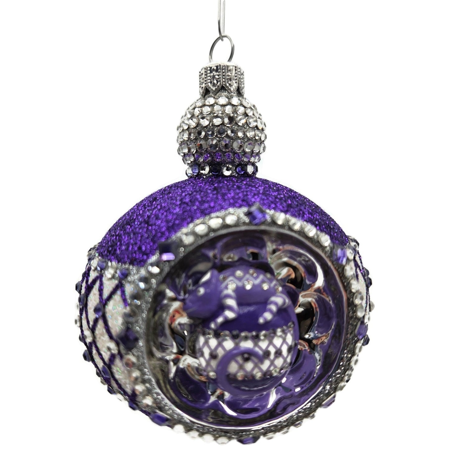 Patricia Breen Anniversary Reflector Purple Glitter Chameleon Christmas Ornament