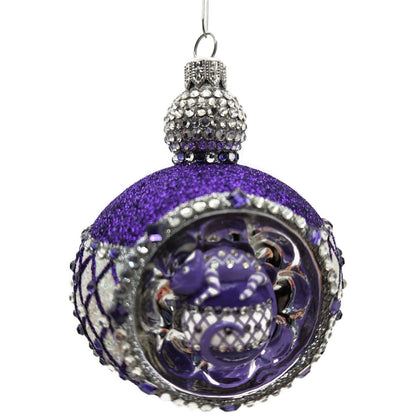 Patricia Breen Anniversary Reflector Purple Glitter Chameleon Christmas Ornament