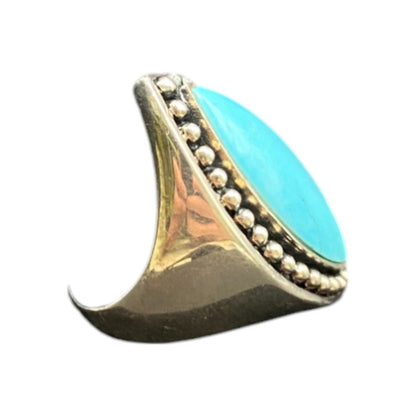 925 Sterling Silver Ring Blue Turquoise Marquise Gemstone Made in Thailand 8