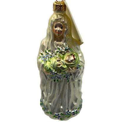 Patricia Breen Bountiful Madonna Flowers Pearl White Christmas Tree Ornament