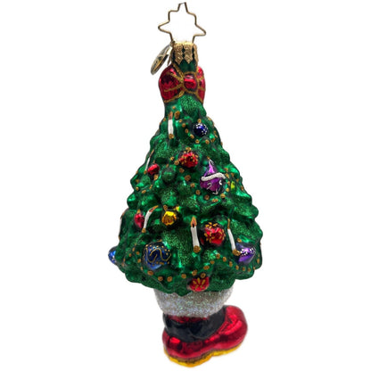 Christopher Radko Christmas Tree With Santa Boot Base Green Holiday Ornament