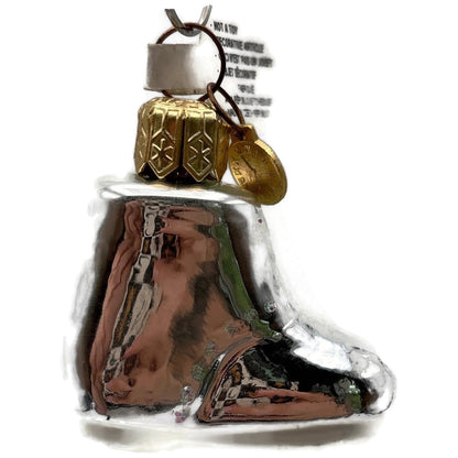 Department 56 Silver Glass Baby Shoe Boot Christmas Tree Ornament