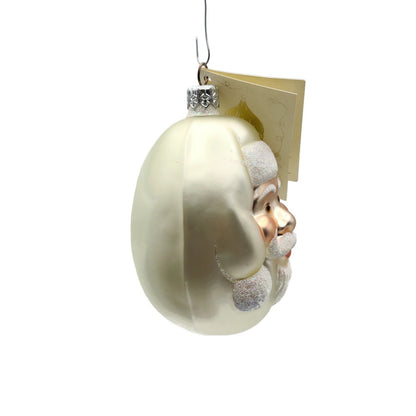 Patricia Breen Jelly Bean Santa Claus Pearl White Matte Christmas Tree Ornament
