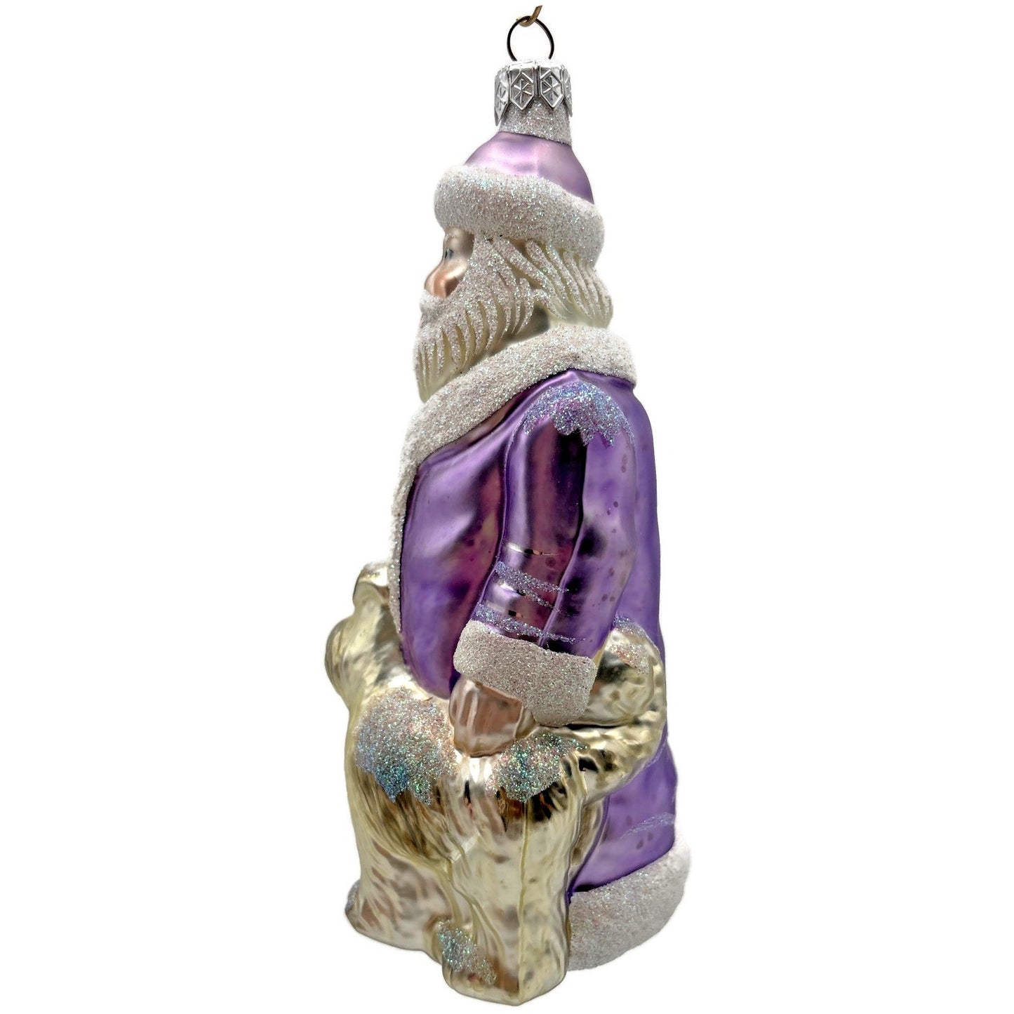 Patricia Breen Just What I Wanted Lavender Santa Dog Christmas Tree Ornament
