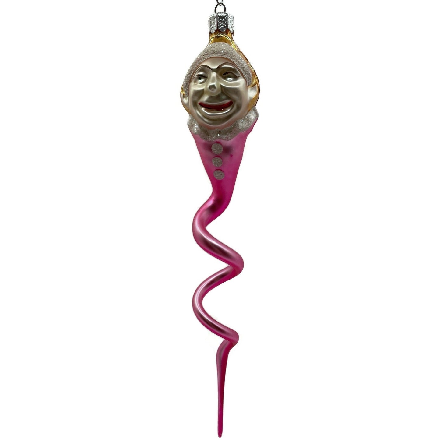 Christopher Radko Clown Snake Pink Gold Jester Spiral Twist Christmas Ornament