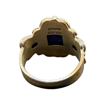 Lapis Lazuli Metamorphic Stone Ring 925 Sterling Silver Filigree NK Deep Blue 9