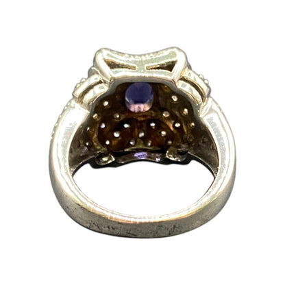 925 Sterling Silver Prong Set Tanzanite Gemstone Ring Made in Thailand Size 8