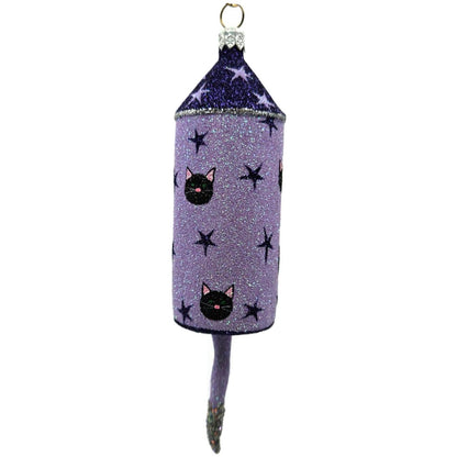 Patricia Breen Halloween Blastoff Violet Stars Black Cat Christmas Ornament 2228