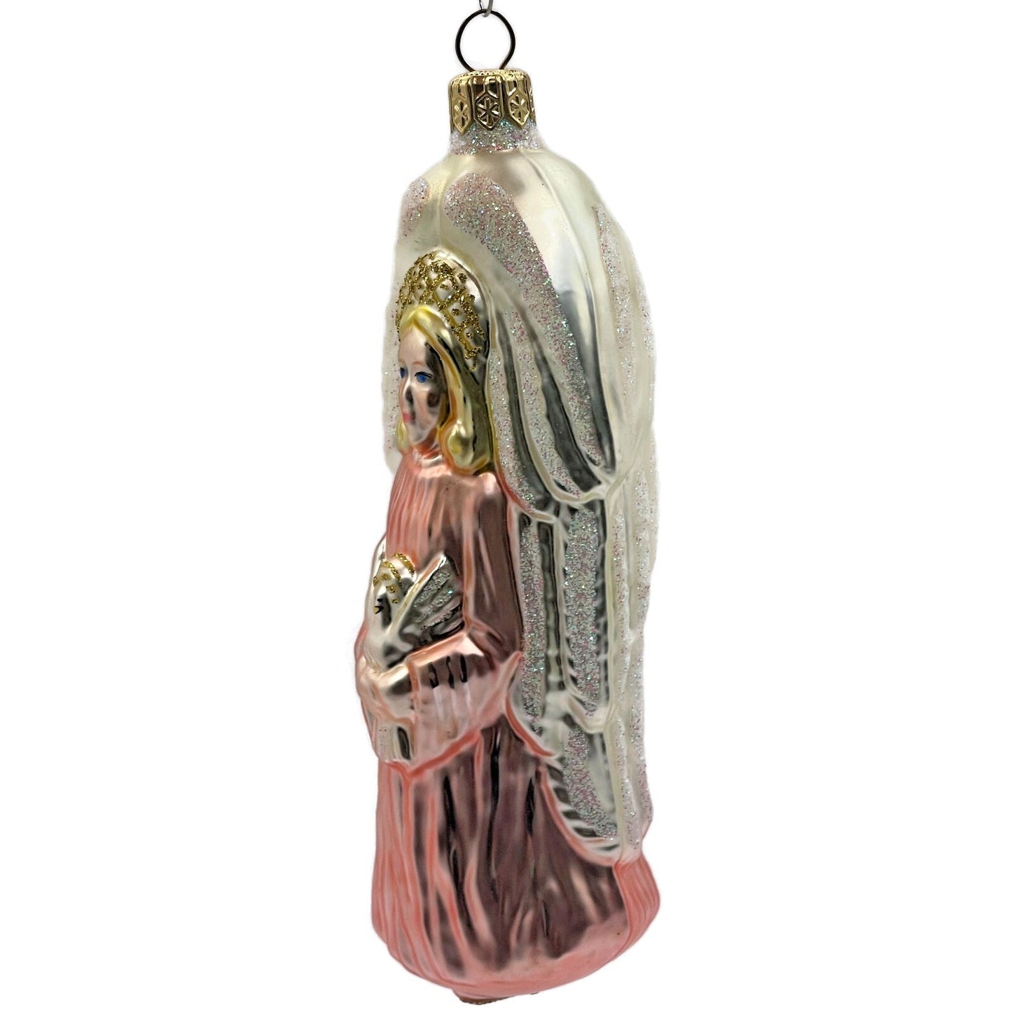 Patricia Breen Angel of Peace Pink Glittered Wings Christmas Tree Ornament 9601