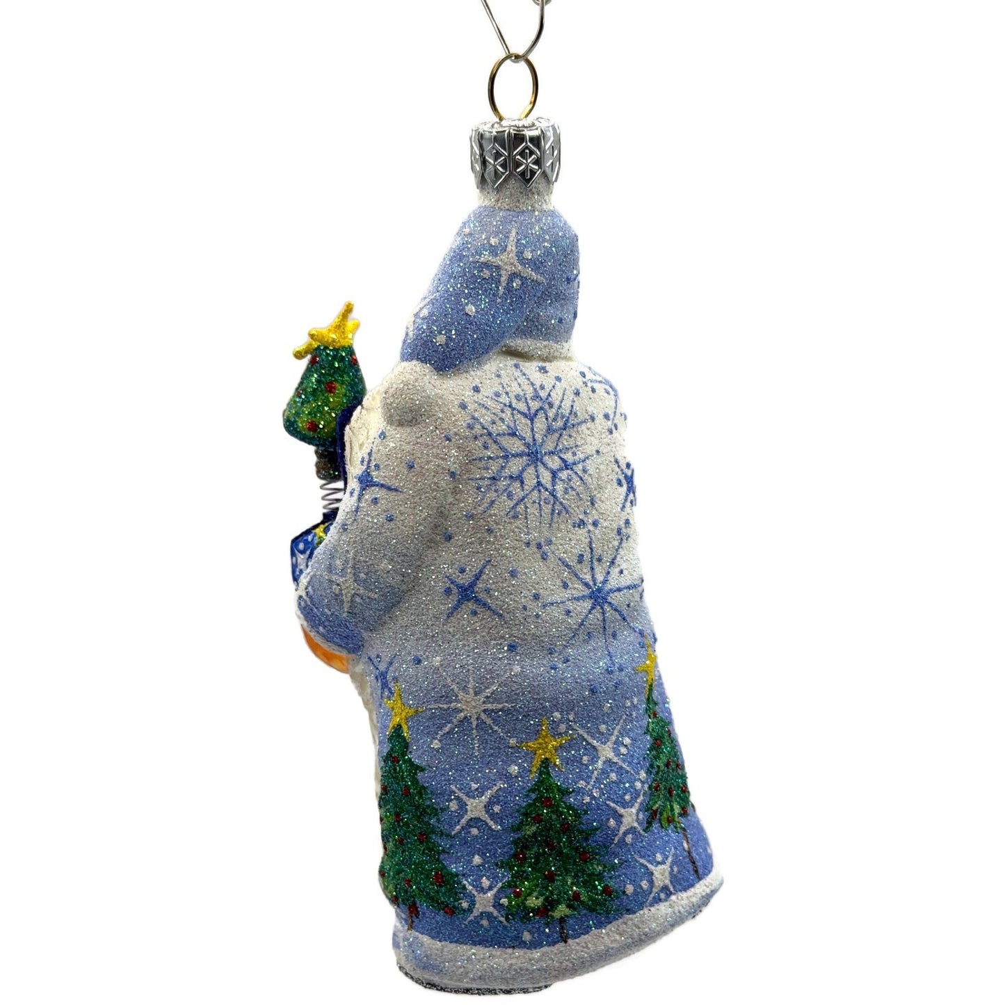 Patricia Breen Jack In The Box Santa Blue Snowflakes Christmas Tree Ornament NM