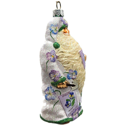 Patricia Breen Sowing Time Pansies Lavender Santa Christmas Tree Ornament