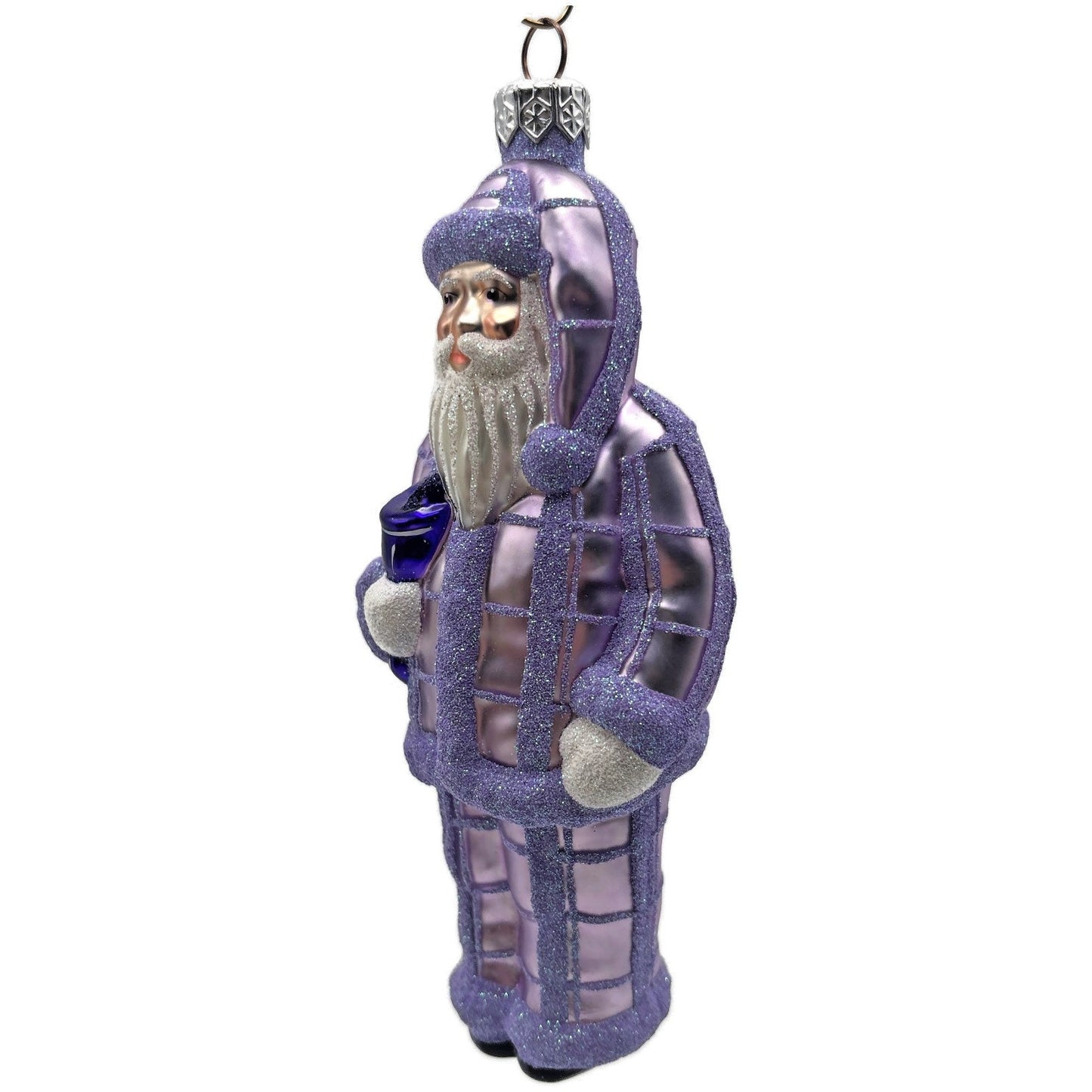 Patricia Breen Ring In The New Lavender Plaid Santa Christmas Tree Ornament CATZ
