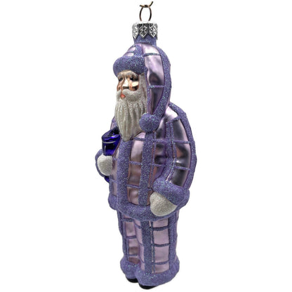 Patricia Breen Ring In The New Lavender Plaid Santa Christmas Tree Ornament CATZ