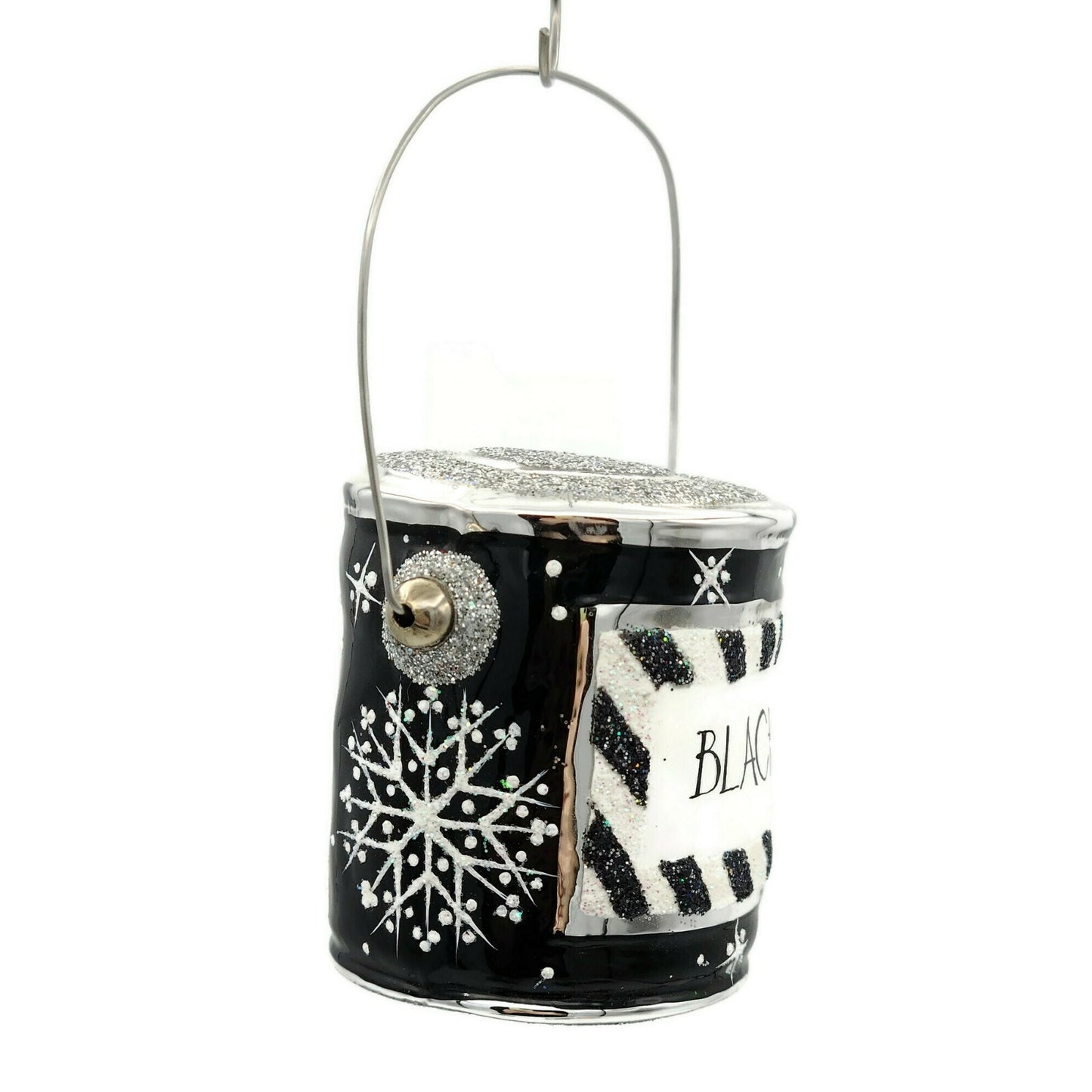 Patricia Breen Colourful Quarts Black Snowflakes Paint Can Christmas Ornament