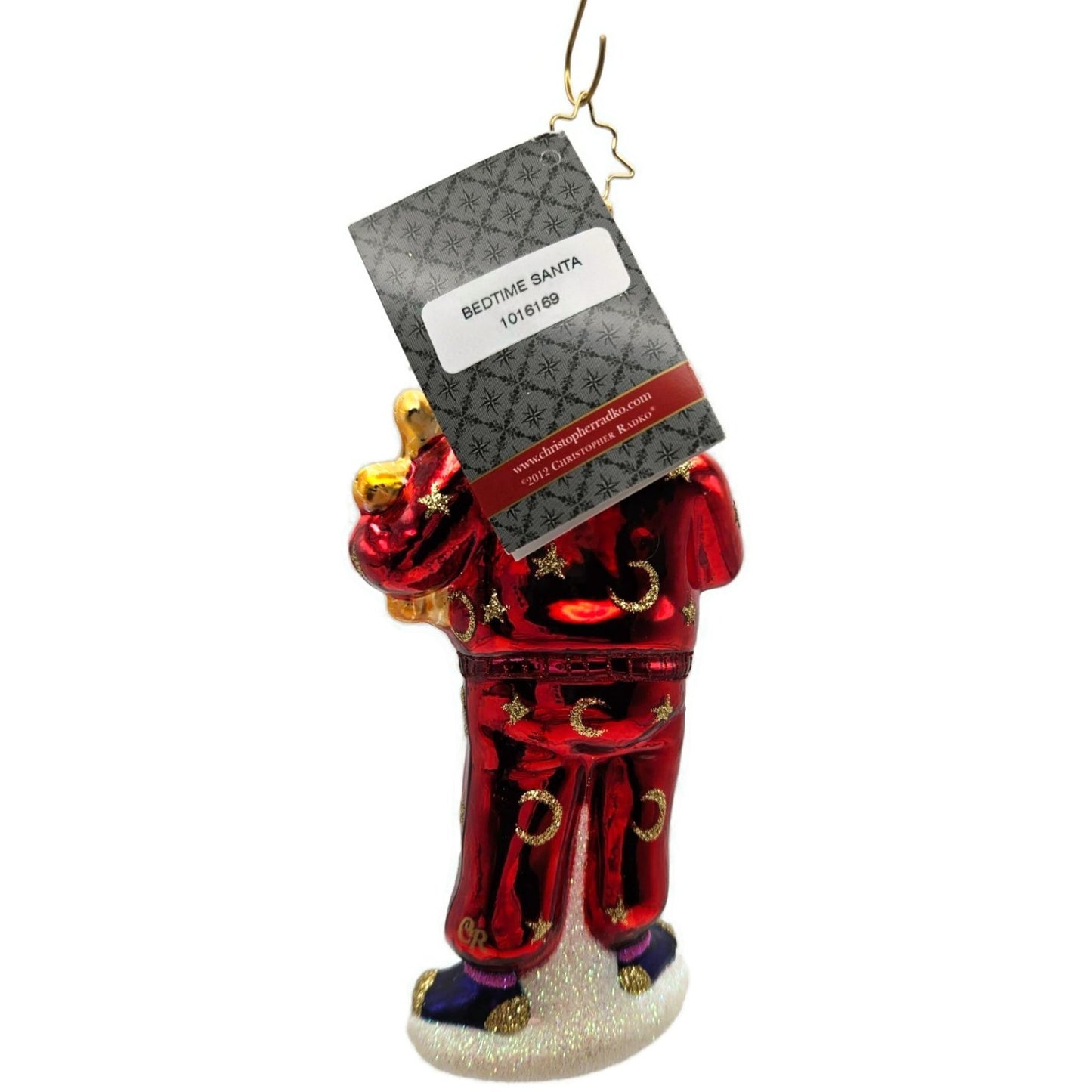 Christopher Radko Bedtime Santa Teddy Bear Stars Moon Christmas Ornament 1016169