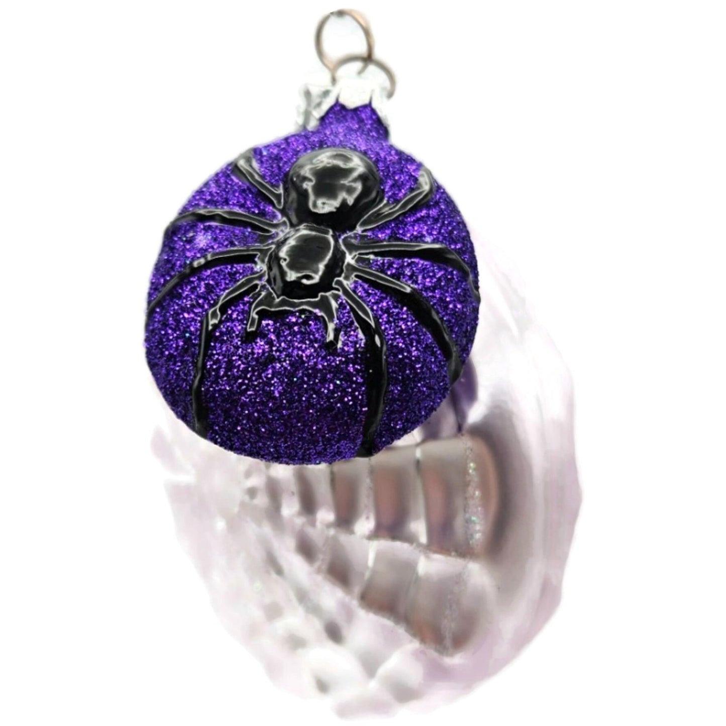 Patricia Breen Victorian Spider Web Lavender Black Glass Halloween Ornament 9650