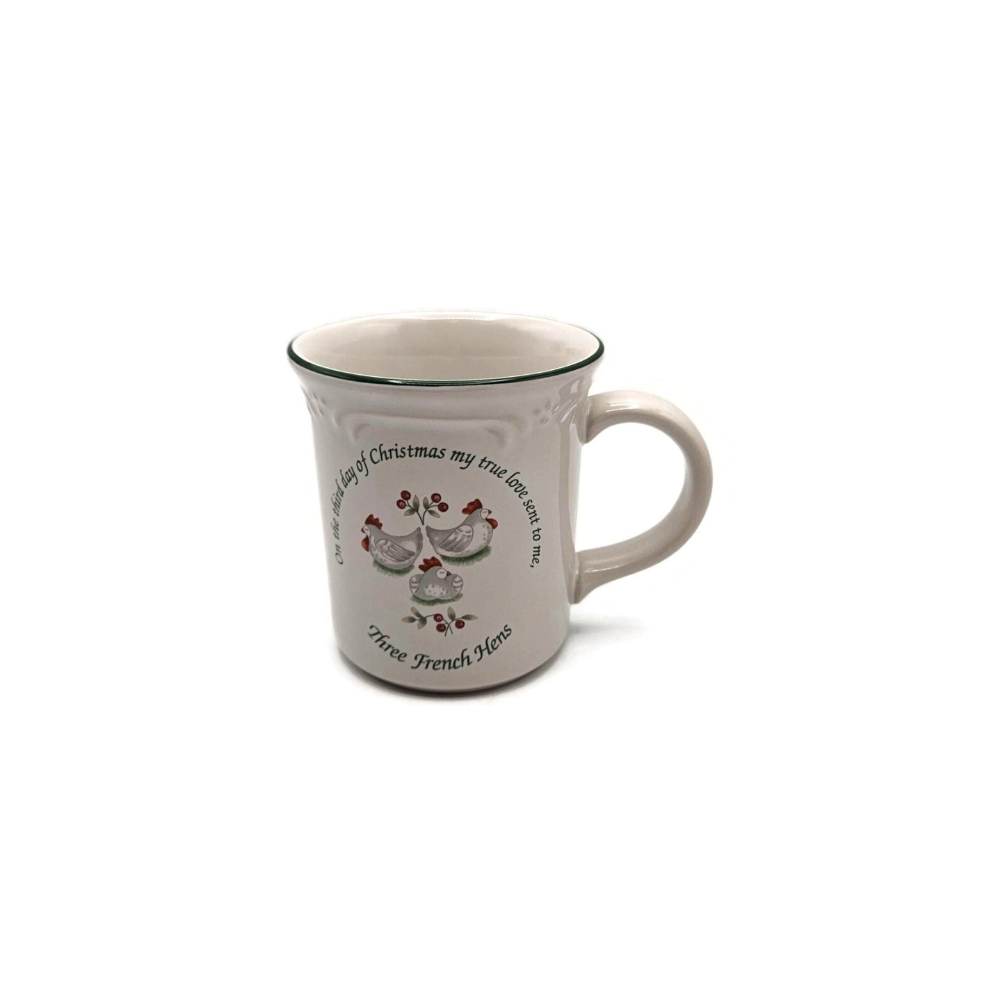 Pfaltzgraff Winterberry Three French Hens Coffee Tea Cup 12 Days of Christmas