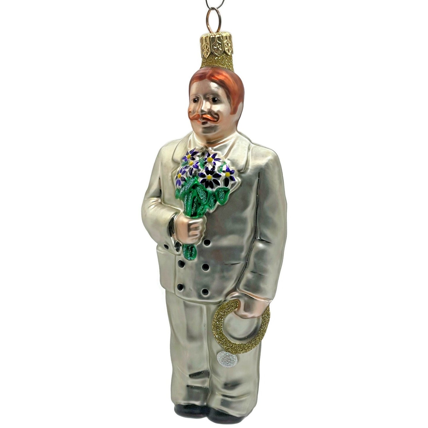 Patricia Breen Smitten Groom Blue Flowers Wedding Christmas Tree Ornament VTG