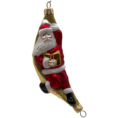 Patricia Breen A Respite for Santa Red Gold Squares Christmas Tree Ornament