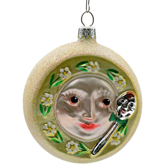 Patricia Breen Dish and Spoon Yellow Painted Flowers Christmas Tree Ornament