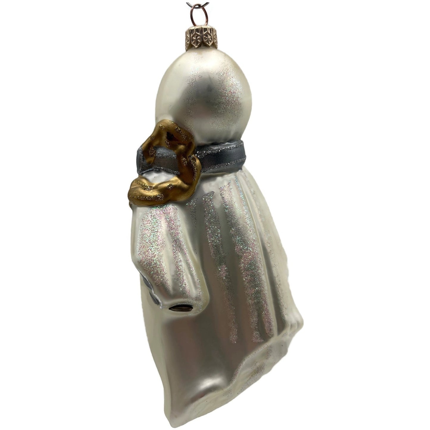 Halloween Ghost Ball Chain White Gold Christmas Ornament Kurt Adler Polonaise