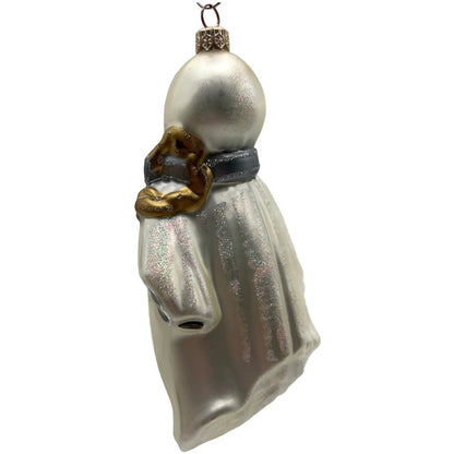 Halloween Ghost Ball Chain White Gold Christmas Ornament Kurt Adler Polonaise